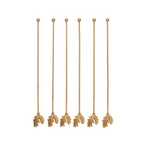 Ferm Living Oak Leaf R�repinde Lange 6stk Messing