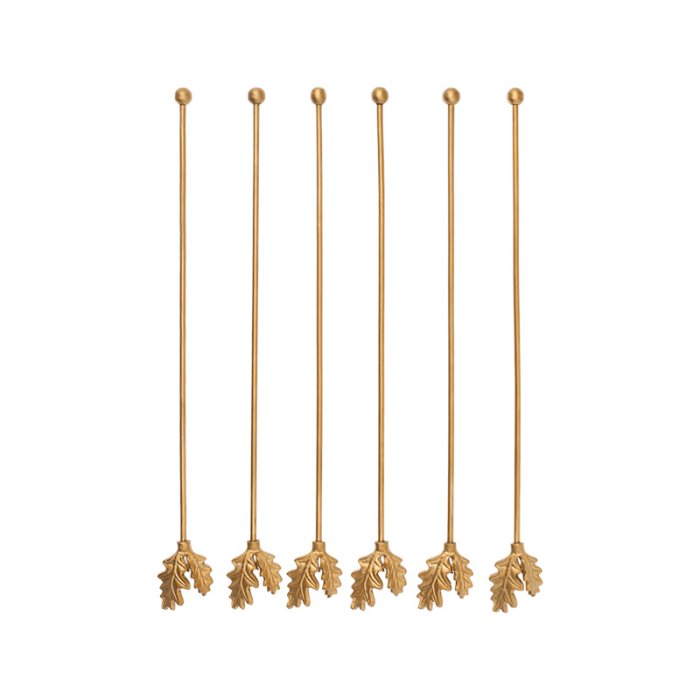 Ferm Living Oak Leaf R�repinde Lange 6stk Messing