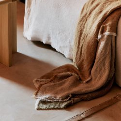 Ferm Living Pila Linen Plaid Khaki/Aged Gold