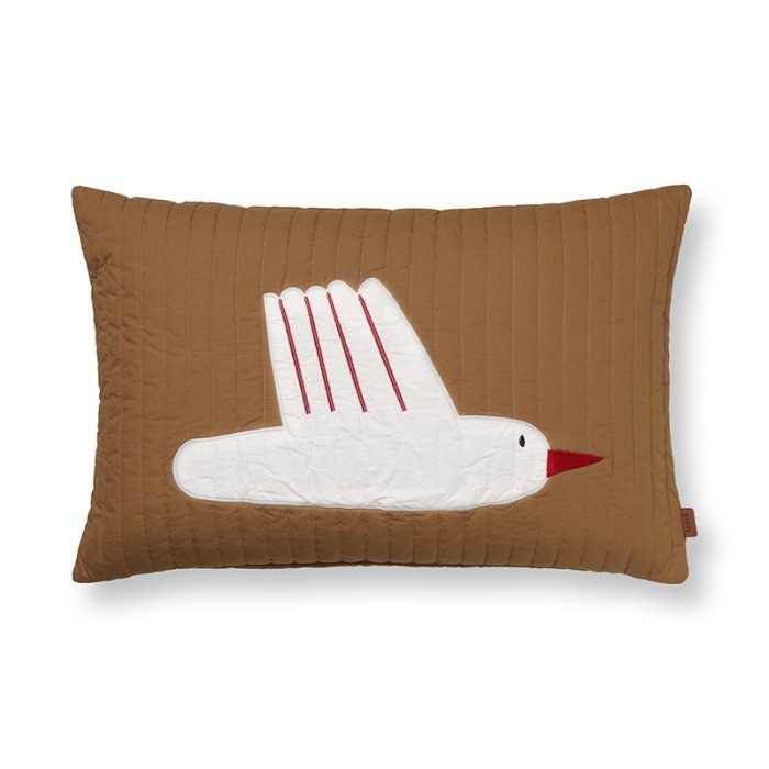 Ferm Living Bird Quiltet Pude - 60x40 cm - Sugar Kelp