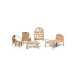 Ferm Living Rattan Dukkehus Mbler - St af 5 