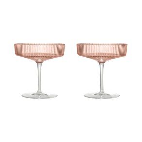 Ferm Living Ripple Champagneglas 2 stk. Blush