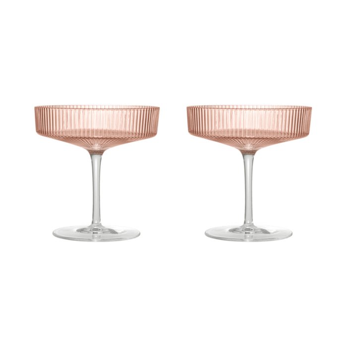 Ferm Living Ripple Champagneglas 2 stk. Blush
