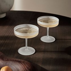 Ferm Living Ripple Champagneglas - Frosted - 2 stk
