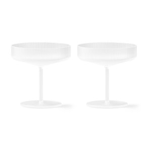 Ferm Living Ripple Champagneglas - Frosted - 2 stk