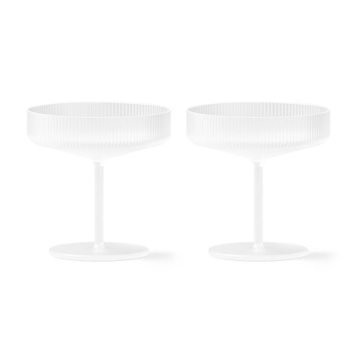 Ferm Living Ripple Champagneglas - Frosted - 2 stk