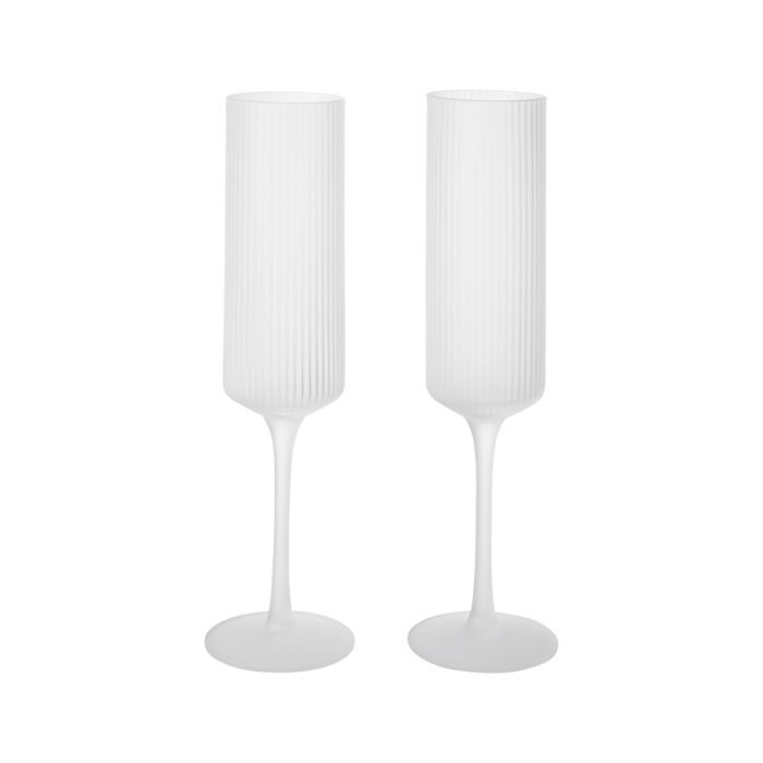 Ferm Living Ripple Hje Champagneglas - Frosted - 2 stk