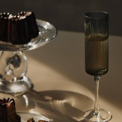 Ferm Living Ripple Hje Champagneglas - Smoke - 2 stk