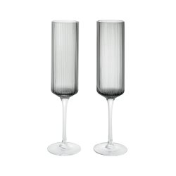 Ferm Living Ripple Hje Champagneglas - Smoke - 2 stk