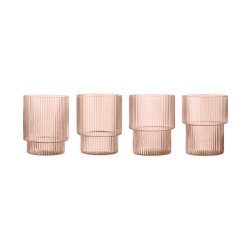 Ferm Living Ripple Glas 4 stk. Blush