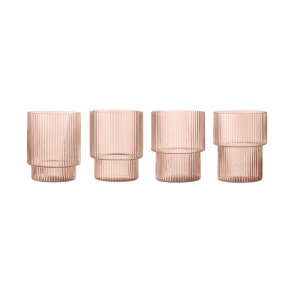 Ferm Living Ripple Glas 4 stk. Blush