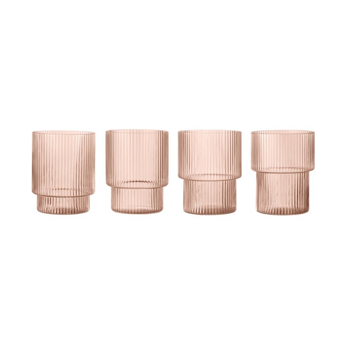 Ferm Living Ripple Glas 4 stk. Blush