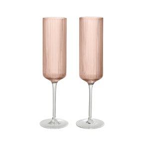 Ferm Living Ripple H�je Champagneglas 2 stk. Blush