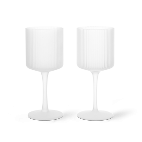 Ferm Living Ripple Hvidvinsglas 2 stk. Frosted