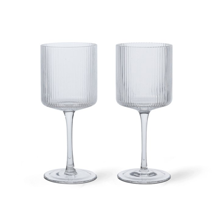 Ferm Living Ripple Hvidvinsglas 2 stk. Klar