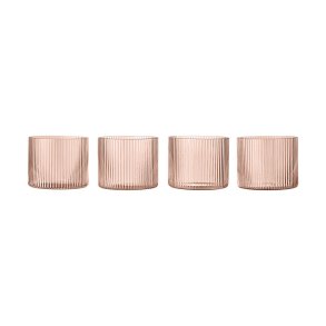 Ferm Living Ripple Lave Glas 4 stk. Blush