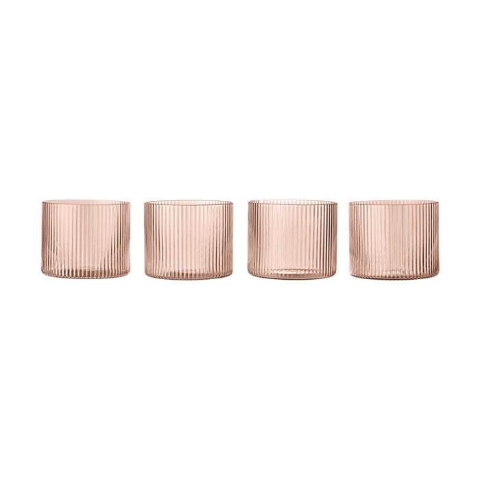 Ferm Living Ripple Lave Glas 4 stk. Blush