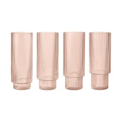 Ferm Living Ripple Long Drink Glas 4 stk. Blush