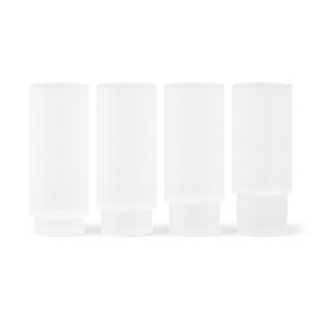 Ferm Living Ripple Long Drink Glas - Frosted - 4 stk.