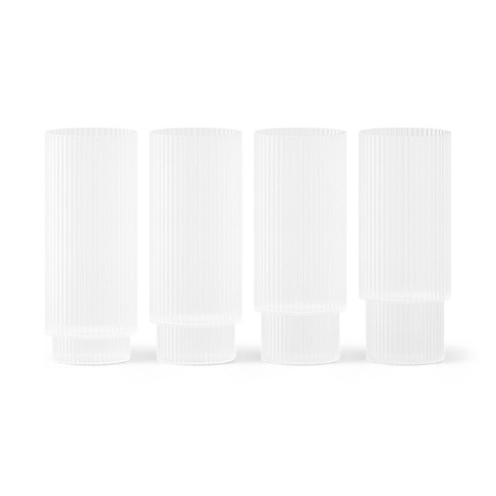 Ferm Living Ripple Long Drink Glas - Frosted - 4 stk.