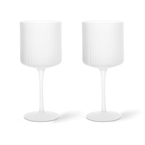 Ferm Living Ripple Rdvinsglas 2 stk. Frosted