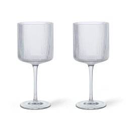 Ferm Living Ripple Rdvinsglas 2 stk. Klar