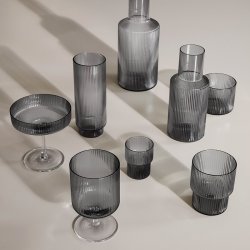 Ferm Living Ripple Vinglas - Smoke - 2 stk