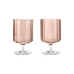 Ferm Living Ripple Vinglas 2 stk. Blush