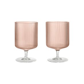 Ferm Living Ripple Vinglas 2 stk. Blush