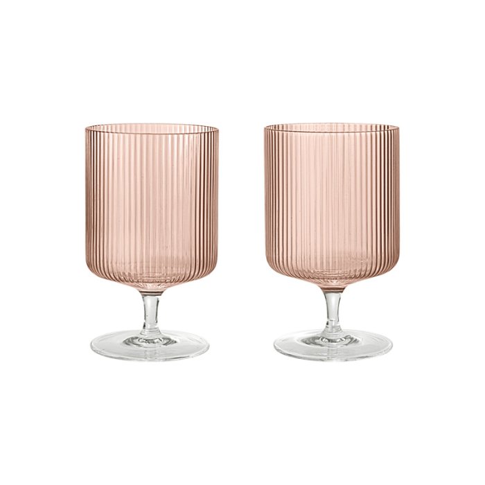 Ferm Living Ripple Vinglas 2 stk. Blush