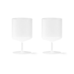 Ferm Living Ripple Vinglas - Frosted - 2 stk
