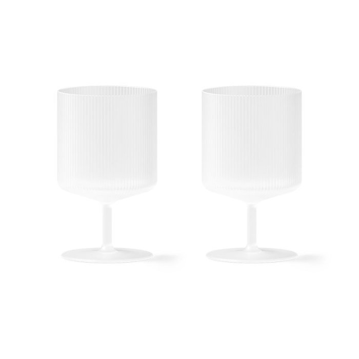 Ferm Living Ripple Vinglas - Frosted - 2 stk