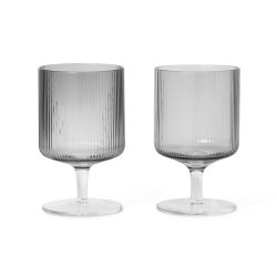 Ferm Living Ripple Vinglas - Smoke - 2 stk