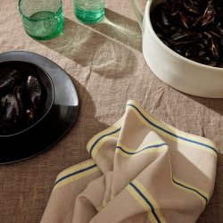 Ferm Living Hale Viskestykke - Oyster/Lemon/Bright Blue