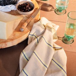 Ferm Living Hale Viskestykke - Oyster/Lemon/Bright Blue