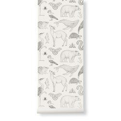 Ferm Living - Tapet - Katie Scott - Animals - Off-White
