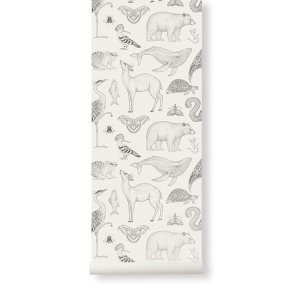 Ferm Living - Tapet - Katie Scott - Animals - Off-White