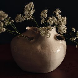 Ferm Living Tereo Rund Vase H18cm Off-White Speckle
