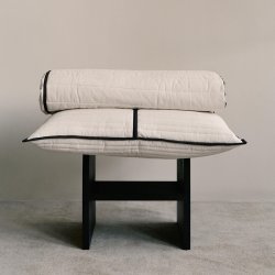 Ferm Living Vari Quiltet Pude 80x60 cm Natural/Dark Chocolate