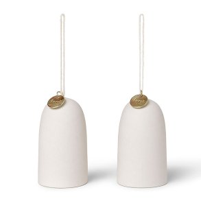 Ferm Living Bell Ceramic Ornament - S�t af 2 - R�hvid 