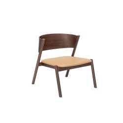 H&uuml;bsch Oblique Loungestol m. Ldersde - Mrkebrun