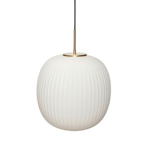 Hbsch Serene Pendel i Riflet Glas - Hvid/Messing - 32 cm