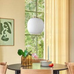 Hbsch Serene Pendel i Riflet Glas - Hvid/Messing - 32 cm