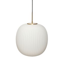 H&uuml;bsch Serene Pendel i Riflet Glas - Hvid/Messing - 42 cm