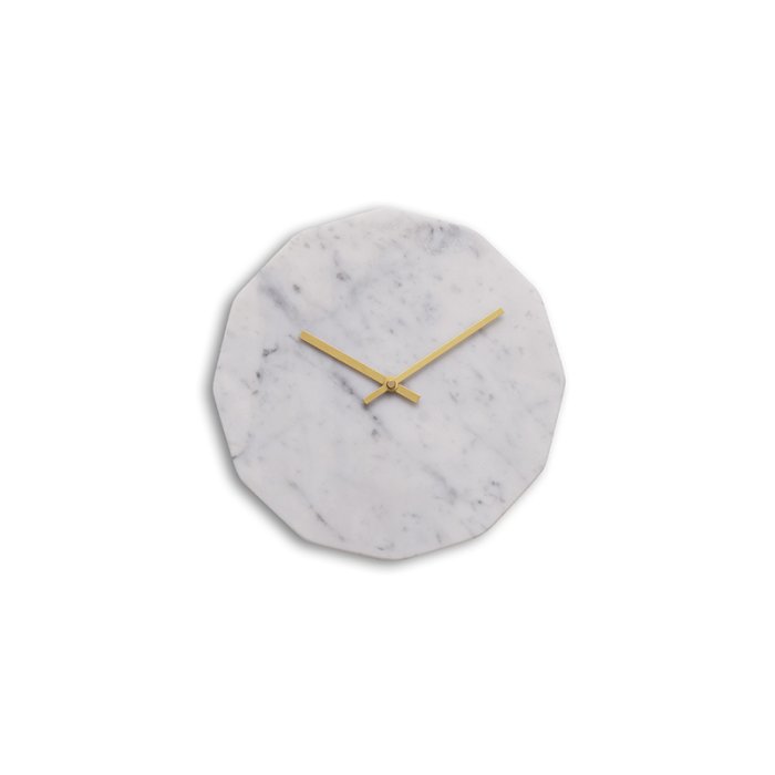 Hemverk Vgur 28 cm - Marble Bianco/Guldfarvet Viser