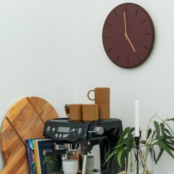 Hemverk Vgur 38 cm - Burgundy Mrk Eg/Guldfarvet Viser