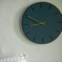 Hemverk Vgur 38 cm - Smokey Blue Mrk Eg/Guldfarvet Viser