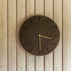 Hemverk Vgur 28 cm - Mrk Eg/Guld farvet Viser