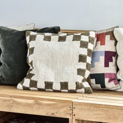 House Doctor Chess Pudebetr�k 50x50 cm Gr�n/R�hvid