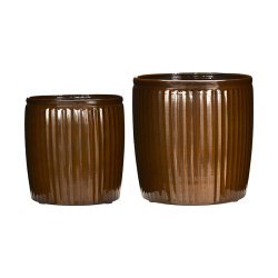 House Doctor Groove Potter 2 stk. Brun Large